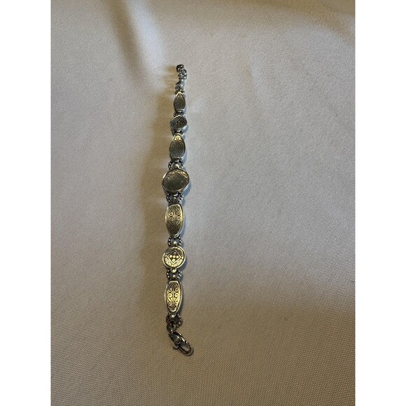 Brighton Silver Tone Bracelet Ornate Scroll Design Crystal Accents Lobster Clasp - Picture 5 of 8